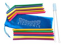 Reusable Silicone Straws - Large Smoothie and Juice Straws in Fruit Inspired Colors – 12 Pack