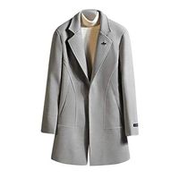 Alvinm Men's Jacket Autumn Winter Casual Coat Long Sleeved Large Size Lengthened Outwear Coat Dark Gray