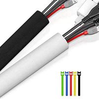 118" Cable Management Sleeve with 30pcs Free Cable Ties, Velcro Cord Organizer Cable Concealer DIY Wire Hider Black - White for TV,Computer or Desk by MOSDART