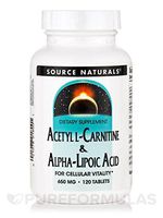 Source Naturals Acetyl L-Carnitine & Alpha-Lipoic Acid 650mg - 120 Tablets