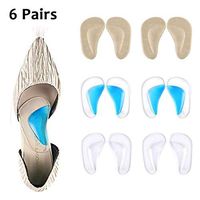Arch Support Shoe Insert, Wannoc Gel Reusable Arch Cushions for Plantar Fasciitis Support Flat Feet, Adhesive Arch Pads Inserts for Relieve Pressure, Foot Pain, Women and Men - 6 Pairs-L