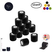 Self Adherent Wrap Tape Medical Cohesive Bandages Flexible Stretch Athletic Strong Elastic First Aid Tape for Sports Sprain Swelling and Soreness on Wrist and Ankle 12 Pack 2Inch X 5Yards(Black)