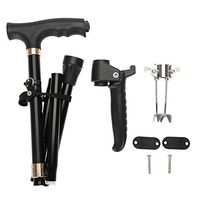 Aluminum Alloy Folding Elderly Walking Stick Cane Crutch with Light for Climbing