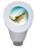 The Furniture Cove New 2.6 Gallon White Plastic Step Trash Can Waste Basket Featuring the Choice of Your Favorite Novelty Themed Logo - FREE Trash Liner Included (Trout)