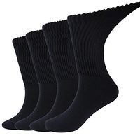 Dsource Non Binding Socks Loose Top Padded Toe Comfort Casual Health Dress Diabetic Socks for Men Women 4 Pairs XXL/XXXL Navy