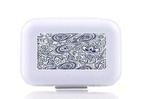 JWDCC Pill Box Case - Decorative Boxes - Pocket Medicine Tablet Holder Organizer Case Pill Box for Purse - Compact 8 Compartment (Traditional Paisley Pattern)