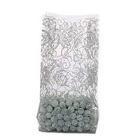 25ct. Small Elegant Silver"Laced Roses" 7x2x3" Cello Cellophane Treat Food Snack Bags ngKE -533