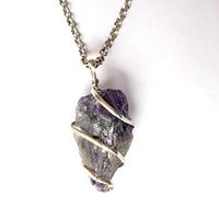 Raw Amethyst Crystal Gemstone Deep Purple Necklace Reiki Chakra Crystal Healing Energy Generator Minimalist Necklace Divination Pendulum Holistic Metaphysical Tool Personalized Christmas Gift for Mom