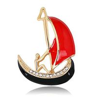 Lovely Sailboat Shape Enamel Gift Fashion Jewelry Lapel Pin Brooch Daily Popular Creation Party Woman Girl Jewerly Design Womans Women Accessories Cute