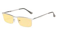Eyekepper Blue Light Blocking Reading Glasses Half-Rim Computer Readers Eyeglasses-Digital Eyewear-Amber Tinted Lens Reading Glasses (Silver, 1.00)