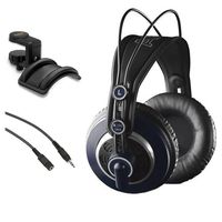 AKG K 240 MK II Professional Semi-Open Stereo Headphones with Headphone Holder & Male to Stereo Female Extension Cable Bundle