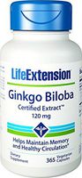 Life Extension Ginkgo Biloba Certified Extract, 365 Caps 120 mg(Pack of 4)