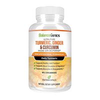 BalanceGenics Organic Turmeric and Ginger Plus Curcumin with BioPerine for Superior Absorption | Max Potency Available | Inflammation and Joint Support | 95% Curcuminoids | 60 Veggie Capsules