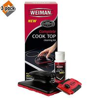 Weiman Complete Cook Top Cleaning Kit - Cook Top Cleaner and Polish 2 Ounce, Scrubbing Pad, Cleaning Tool, Cook Top Razor Scraper - 98, Black - Pack 3