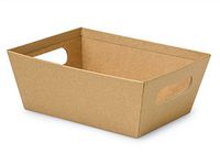 Pack of 6, Kraft Pinstripe Large Wide Base Market Tray 7.25" x 9.25" x 3.5" Made From Heavy Paperboard Stock & Work for Gourmet Gift Baskets, Food Baskets or Even As Home Decor Decorative Accessory