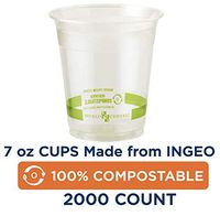 100% Compostable Cups by World Centric, Made from Ingeo PLA, for Cold Drinks, Clear, 7 oz (Pack of 2000)