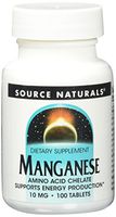Source Naturals Manganese 10 mg Amino Acid Chelate,100 Tablets (Pack of 2)