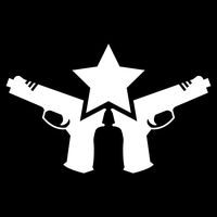 Guns with Star Vinyl Decal Sticker | Cars Trucks Vans Windows Laptops Walls Cups | White | 5.5 X 3.4 Inches | KCD1883