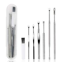 7 Pcs Ear Pick, BetyBedy Ear Cleansing Tool Set, Ear Curette Earwax Removal Kit with a Small Cleaning Brush and Storage Box, Silver