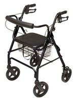 Lumex Walkabout Four-Wheel Contour Deluxe Rollator, Black, 1EA