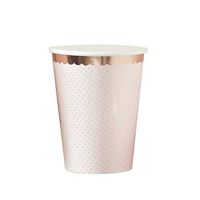 Pink And Rose Gold Foiled Paper Party Cups - 8 Pack