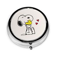 Cute Snoopy Round Pill Box Portable Medicine Organizer Holder Three Compartment Pill Case