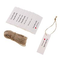 100pcs Kraft Paper Tags Gift Tags Crafts Labels Decor with Twines for Wedding Favors-Handmade Made with Love - Rectangle White