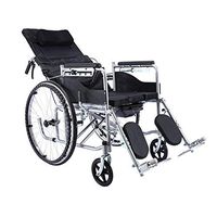 Yjyly Wheelchair Manual Wheelchair Folding Elderly Lightweight Wheelchair Free Inflatable Can Be Semi-Lying Full Lay Toilet Seat Wheelchair Attendant Trolley Can Bear 100kg Lightweight propelled
