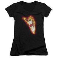 Trevco Jla-Firestorm Blaze Junior V-Neck Tee44; Black - Large