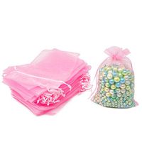 Honbay 50PCS 4x6" (10x15cm) Drawstring Organza Gift Bags Candy Bags Jewelry Pouches for Baby Shower, Wedding, Birthday, Party, Christmas, etc (Pink)