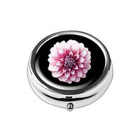 Pill Box - Lizimandu Compact 3 Compartment Medicine Case, Pill Box for Pocket or Purse (1-Pink Flower)