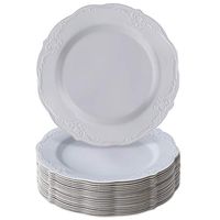 Silver Spoons 1870 Grey, Disposable DINNERWARE Set, 20 Dessert Plates (Vintage, 7.5")