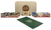 Rolls Wooden Secret Box, Cheech and Chong King Size Rolling Papers (2 Packs of Hemp and Unbleached),I-Tal Hemp Wick, with Leaf Lock Gear Smell Proof Pouch - 7 Item Bundle