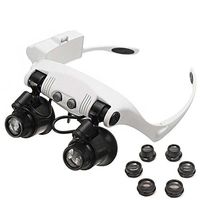 QZY 2 LED Light Read Magnifier Headband, Eight Optical Lens Magnifying Glasses Loupe,Specialty Circuit Board Service Diamond Jewelry Identification