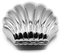 Silver Clam Shell Purse Shaped Pocket Purse Portable Travel Pill Box & Medicine Organizer (1 Large Compartment)