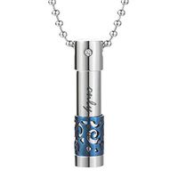 Garden Charms Stainless Steel Aromatherapy Essential Oil Diffuser Necklaceonly love Perfume Bottle Cremation Urn Necklace (Blue)
