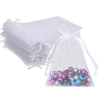 Wuligirl 100pcs 5X7 Inches Christmas Drawstring Organza Gift Bag Pouches Party Wedding Favor Seashell Chocolates Gift Bags for Women (White 5x7)