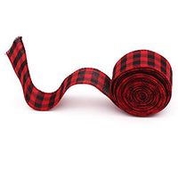 Focushop Plaid Burlap Ribbon Red and Black Gingham Ribbon Wrapping Ribbon for Christmas Gift Wrapping, Handcrafts Decoration, 236 by 1.97 Inch (Red and Black)