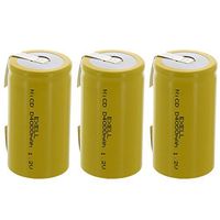 3x Exell D Size 1.2V 4000mAh NiCD Rechargeable Batteries with Tabs for medical instruments/equipment, electric razors, toothbrushes, radio controlled devices, electric tools