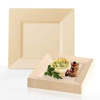 Elegant Disposable Plastic Dinner Plates 120 Pcs - Heavy Duty Fancy Square Ivory Dinner Plates - 9.5" Reusable Plastic Party Plates For Wedding, Easter, Thanksgiving, Birthday & All Occasions