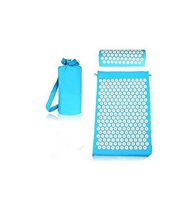 Acupressure Mat Head Neck Back Foot Massage Cushion Pillow for Yoga Spike Mat Anti-Stress Acupuncture Needle Massager,Blue in Set