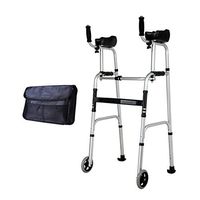 Walking Frames Lightweight Aluminium Zimmer Walker Folding Adjustable Height With 2 Wheels Adjustable Height for Seniors Rollators
