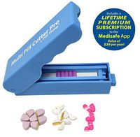 Multi Pill Cutter Pro - Large Pill Splitter Cuts Multiple Pills Easily, Cleanly & Precisely - Unconditionally Guaranteed - Includes Premium Lifetime Subscription to Medisafe App