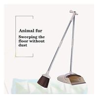 ZGstore Broom and Dustpan Set Upgrade 2019- Vertical Brush and Dust Pot Upright, Widen 26CM Broom Head, Built-in Comb, Easily Clean Pet&Human Hair, Ideal for Home, Kitchen, Room, Office (Khaki)