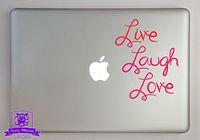 Overly Attached Decals Live Laugh Love Typography 13" Laptop Specialty Vinyl Decal - Pink-Glitter