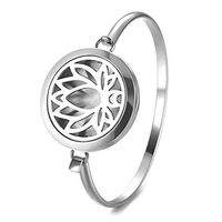 Lotus Perfume Diffuser Locket Bracelet 316L Stainless Steel Bangle Magnetic Randomly Send 5pcs Oil Pads GCVA-568 (B)