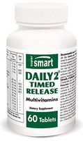 SUPERSMART - Daily 2 Timed Release - Multivitamin - Synergy of Essential Organic Extracts | 32 Vitamins Minerals Antioxidant & Nutrients - Non-GMO - 60 Tablets | 1 Month Supply