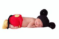 Photography Prop Baby Costume Cute Crochet Knitted Hat Diaper Shoes Mickey Mouse