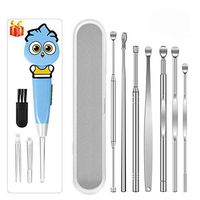 Ear Pick Ear Curette Earwax Pick Removal Tool Kit 11 Pcs, HOOFUN Stainless Steel Ear Hygiene Care Sets with Led Light for Kids and Storage Box
