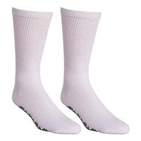 Non Skid Diabetic Crew Socks - Breathable Anti Slip Socks - Loose Fitting Comfortable Sock – Improve Foot Circulation – Painful Swollen Feet Relief - Prevent Slipping - White - 12 Pairs